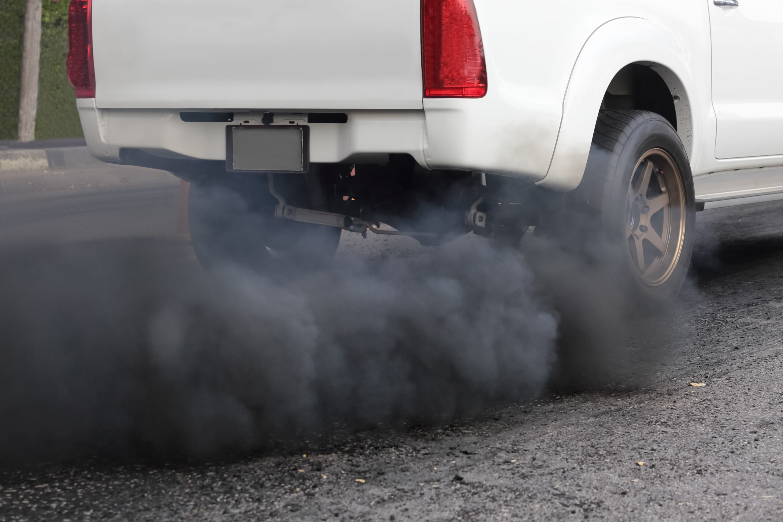 Air pollution from vehicle exhaust pipe